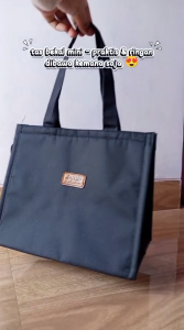 Lunchbag Tas bekal makan anak sekolah kuliah kerja traveling bahan kanvas d300 lapis aluminium foil pakai resleting