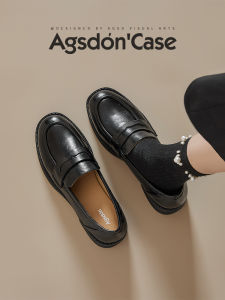 Agsdon | Thick Sole Loafer Shoes  Female Black Summer Oxford Style Retro Commute