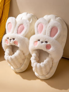 Dép Bông Đế Dày Có Thể Tháo Rời Cho Nữ Mùa Đông Mới Ngoài Trời Trong Nhà Đế EVA Chống Thấm Nước Lông Thỏ Dễ Thương