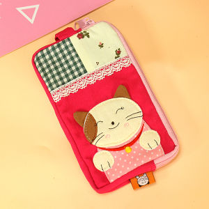 Handmade ขนาดใหญ่ความจุสามชั้นเกาหลีสไตล์ญี่ปุ่นผ้าเหรียญโทรศัพท์มือถือ Key Holder กระเป๋าถือสําหรับ Huawei Iphone