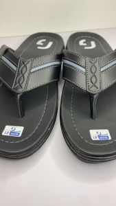 ERGE 39 – 43 Sandal Jepit Kulit Pria Premium Quality – Giovane Adulto Casual Black Matte