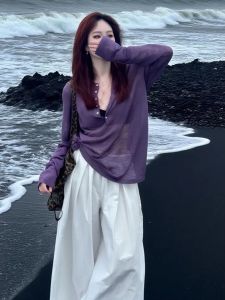 SHUQINGLAI | Summer Knit Half-Placket Loose T-Shirt