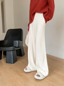 Quần Ống Rộng Cạp Cao Màu Trắng Nâu Phong Cách Công Sở Mùa Đông 2025 Quần Dài Ống Rộng Rộng Rãi Cho Nữ