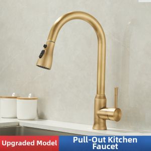 JUNSHEN | Vintage Copper Kitchen Faucet Pull Down Sprayer Adjustable Cold & Hot Water