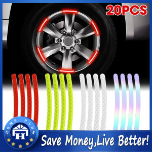 Local Delivery 20Pcs Car Wheel Hub Reflective Sticker Luminous Green Decorate Sticker Universal Reflective Strip for Motorcycle Bicycle Hub-Reflective-Strips