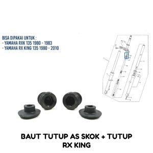Baut Tutup As Skok RX King +Tutup (Harga Per SET) - Baud Penutup As Sekok Shockbreaker Yamaha RXK