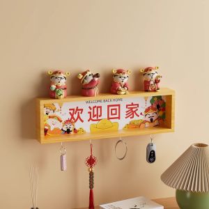 Welcome Home Doorway Decoration Key Storage Entrance Hanging Ornament God of Wealth Decoration For Home Living Room and Home Decorations