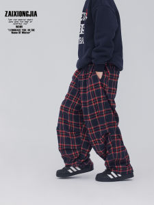 Thickened Fleece Christmas Plaid Long Pants Elastic Waist Kids Clothes New Year Festive Trousers Childrens Cotton Casual Pants