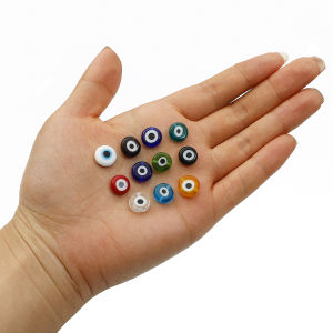 Multicolor Round Flat Shape Evil Eye Beads Lampwork Glazed Glass Beads For Bracelet Necklace DIY Jewelry Making Wholesale