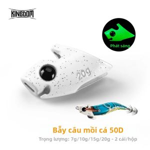 Bộ 2 Quả Chìm Câu Mực Kingdom Phát Sáng Loại EGI Trọng Lượng 7g 10g 15g 20g Hợp Kim Kẽm Dùng Câu Bạch Tuộc Mực Nang
