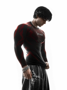 JIANSHENSHIJIAJIANSHEN | American Tight High Elastic Long Sleeve Muscle Enhancing Mens Sports T-Shirt