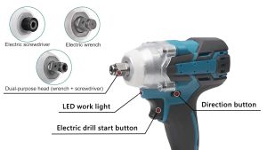 REAIM Cordless Impact Wrench 800N.M Brushless Heavy Duty Electric Wrench 3300RPM Rechargeable 6AH Battery Power Tool Set for Motorcycle