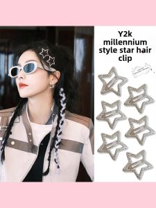 Cute Dopaamine Star Hair Clips Women Y2K Hair Cards Headwear Side Bangs Hair Clips Lovely Five Pointed Star BB Clips