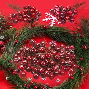 50-300  Pieces 12mm Artificial Holly Berries on Wire for Christmas Tree Decorations Flower Wreath DIY Craft Use
