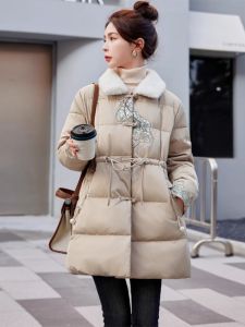 Rouje Moaks Thickened down Jacket New Chinese Style Winter New Retro Embroidery National Trend Warm Outerwear Womens Fashion