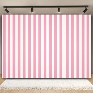 Pink and White Striped Themed Wedding Party Background Childrens and Adults Birthday Party Decoration Photography Background