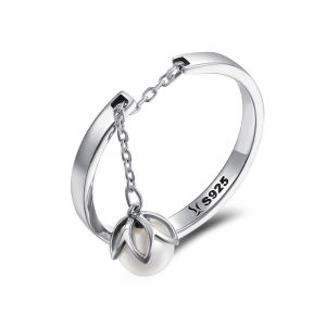 BAMOER Miễn Phí Vận Chuyển Nhẫn Hở Ngón Hình Hoa Nước Mắt 2 Màu Bằng Bạc Ý 925 Thật Cho Nữ Trang Sức Bạc Ý Sang Trọng SCR165