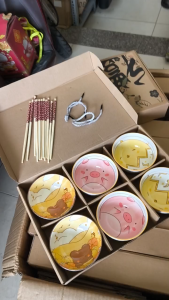 Bộ 6 Chén Đũa - In hình sang trọng có kèm hộp làm quà tặng