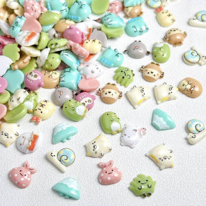 30PCS Kawaii Creative Owl Volcano Ghost Resin Nail Charms 3D Colorful Cartoon Series Grass Bee Snail Nail Art Decorations DIY