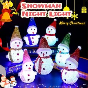LED Snowman Night Lights for Christmas Ornaments Tree Hanging Home Decor Snowman Colorful Night Lamp