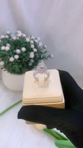 Nhẫn nữ Royal bạc Thụy Sỹ đính full đá Moissanite viên chủ tròn 7.0ly cao cấp ROWLER RH000953