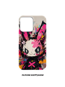 Creative Punk Rabbit Phone Case Full Cover Oil Painting Style Anti-Fall for 15 14Pro 13 pro Huawei Mate60 pro Xiaomi 13
