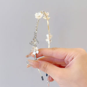 Fresh Summer Flower Hairband Butterfly Hair Accessory Forest System High-End Feeling Rhinestone Embellished Headband