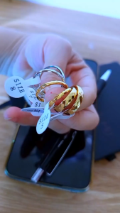 [GIÁ 1 CHIẾC] NHẪN TITAN KHÔNG GỈ CHẠM VÁT HỌA TIẾT KIM CƯƠNG