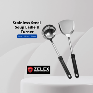 YU Online - Senduk Sodek Keluli Tahan Karat / Stainless Steel Soup Ladle & Turner Bakelite Handle / oil ladle / spade
