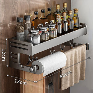 Giá Treo Tường Nhà Bếp 30/40CM Có Móc Treo Chai Gia Vị Giá Đỡ Dao Xẻng Thìa Người Tổ Chức Kệ Kim Loại Cho Gia Đình