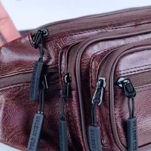 Tas Selempang Pria Tas Pinggang Kulit PU Polo Amstar 7 Ruang Waistbag Waterproof Tas Pria Tas Kulit