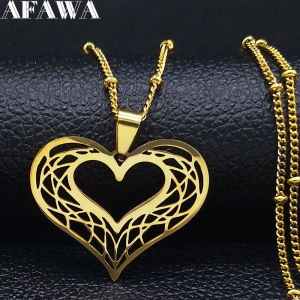 Heart Stainless Steel Necklace Women Gold Color Love Necklaces Jewelry Valentines Day Gift inoxidable joyeria mujer N619S01
