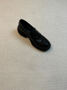 Black Leather Mary Janes Female Uniform Style Thick Bottom Versatile Slip-On Loafers Casual round Toe Low Heel Rubber Outsole