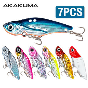 AKAKUMA | 7pcs Sinking VIB Metal Fishing Lure 3g-20g Artificial Hard Bait with 3D Eyes Treble Hooks for Snakehead Peacock Bass