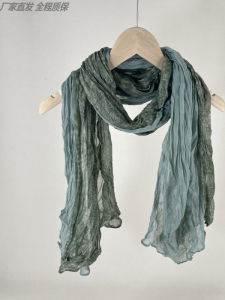 Khăn Choàng Lụa Pha Vải Lanh Cotton in Hoa Mùa Thu Cho Nữ Khăn Quàng Cổ Đa Năng Trang Trí Cao Cấp Phong Cách Dân Tộc Chống Nắng