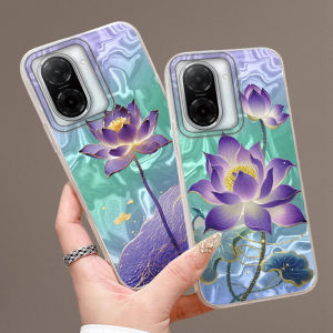 Purple Gradient Lotus Print Phone Case for Redmi A5 Note 14 Pro Plus 5G 14S 13 A3 A3X 14C 13C Xiaomi 14T 13T Silver Plated Cover