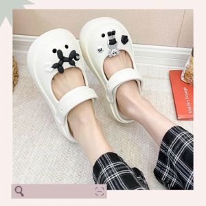 รองเท้าแตะ หัวโตสีพื้นแต่งสายรัดหลังมีตัวการ์ตูนติดสุดเท่ห์ 🔥