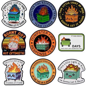 DUMPSTER FIRE Enamel Pin Cartoon Brooch For Coat Womens Brooches Fashion Lapel Badges Jewelry Gift for Friends