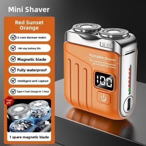 MONLEYTA | Portable Mini Electric Shaver For Men German Precision Water Washable Beard Trimmer Dual Blade Head Wireless Charging Quick Charge