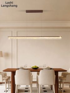 LANGSHANGZHAOMING | New Retro Wooden Grain High-End Eye-Protective Dining Lamp
