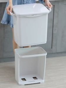 Kitchenut 45L Large Capacity Waste Sorting Bin Dry And Wet Recycle Bin Rubbish Bin