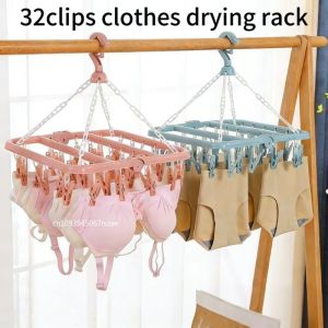 Folding Hangers Multi-Functional Windproof Socks Clip Drying Hangers Household Plastic Clothing Socks Drying Hangers