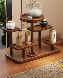 evesigar | Retro Chinese Style Wooden Multi-layer Display Shelf