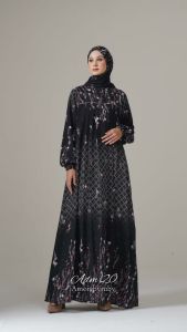 set hijab+gamis motif terbaru viral adm20 edisi Aisha set dress produk Amore by ruby