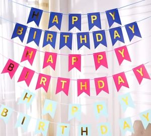 Happy Birthday Banner Flag Letter Pennant Garland Triangle Baby Shower Paper Decoration Photo Booth Hang Bunting Banner