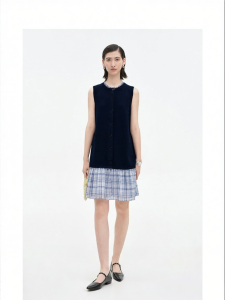 Color Block Silky Silk Spliced Dress
