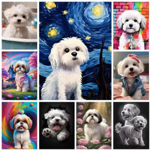 1000 Pieces Jigsaw Puzzle Maltese Dog Cute Pet Dog Animal Portrait For Room Home Decor Brain Teaser Family Game Gift
