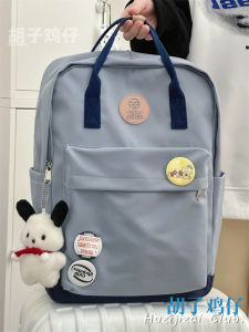 Retro College Style Dual Shoulder Backpack for High School And University Students Computer Bag Nylon Material Zip Closure Pure Color