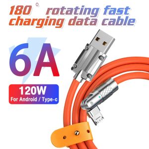 Liquid Silicone 120W 6A USB Fast Charging Cable Zinc Alloy Charger Soft Silica Gel Data Transfer Cable Wire for Micro Type-C Super Fast Charge Metal Charger Cables Sync Cord