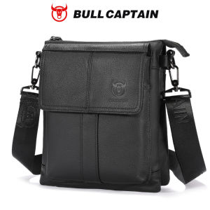 BULLCAPTAIN Mens Genuine Leather Crossbody Bag Large Capacity Multifunctional Top Layer Cowhide Shoulder Bag Fashion Man Bag